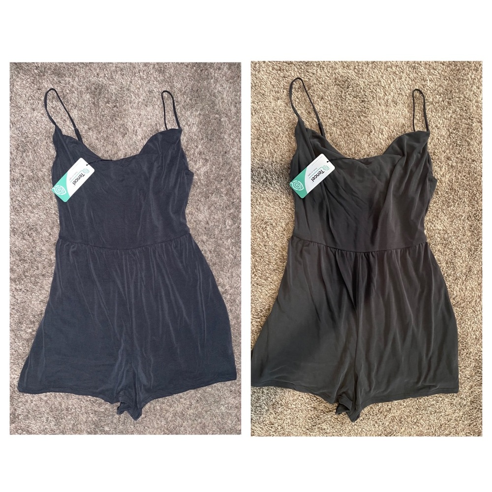 Gray/black Love Tree romper, size medium.